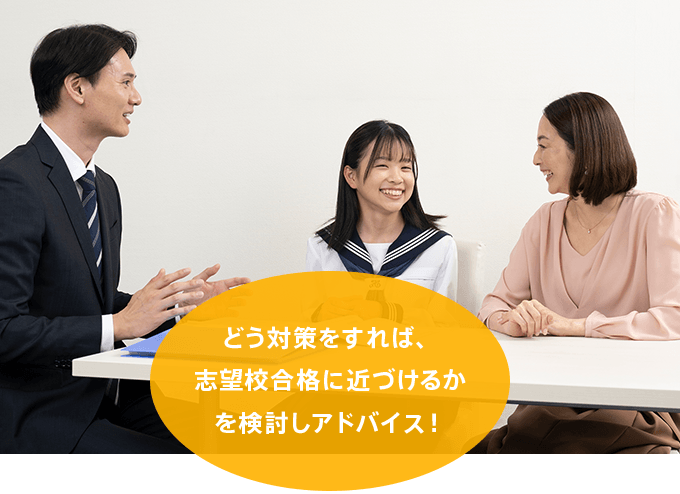 どう対策をすれば、志望校合格に近づけるかを検討しアドバイス！