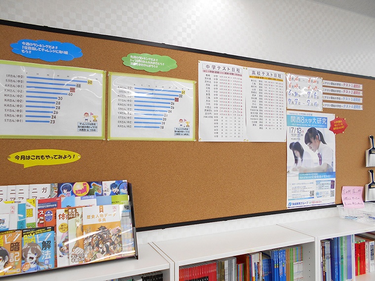 充実の学習環境:入口近くの掲示物です。