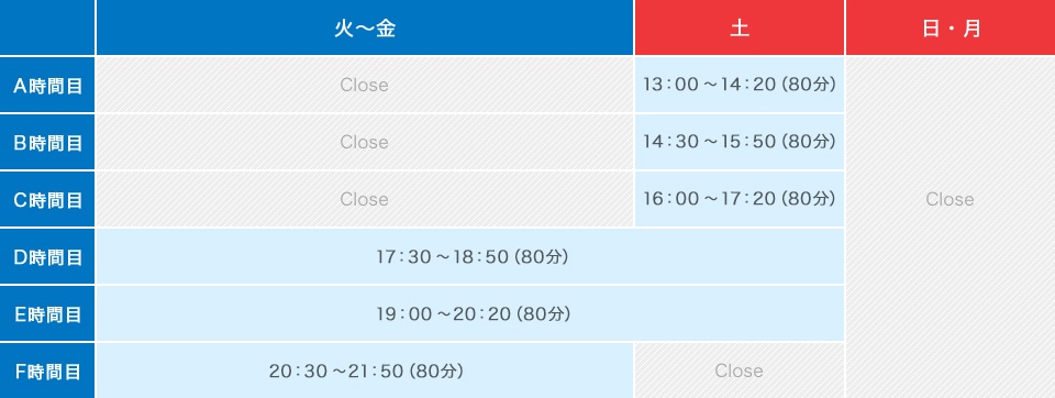 栗林教室長の時間割画像