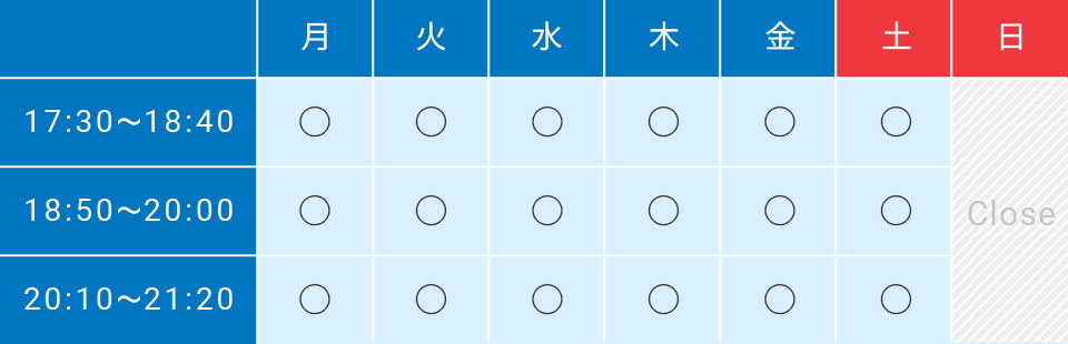 西院教室長の時間割画像