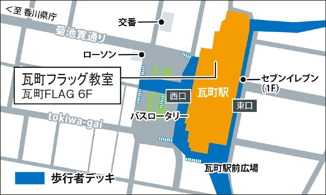 瓦町フラッグ教室の地図画像