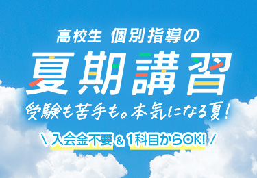 高校生 個別指導の夏期講習 受験も苦手も。本気になる夏!