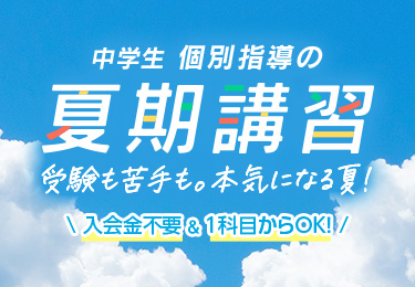 中学生 個別指導の夏期講習 受験も苦手も。本気になる夏!