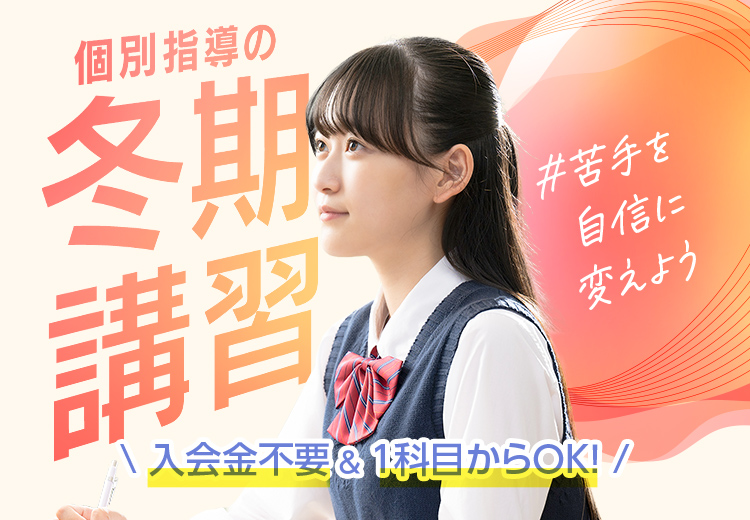 『苦手を自信に変える。』個別指導の学習塾なら東京個別・関西個別 冬期講習受付中！