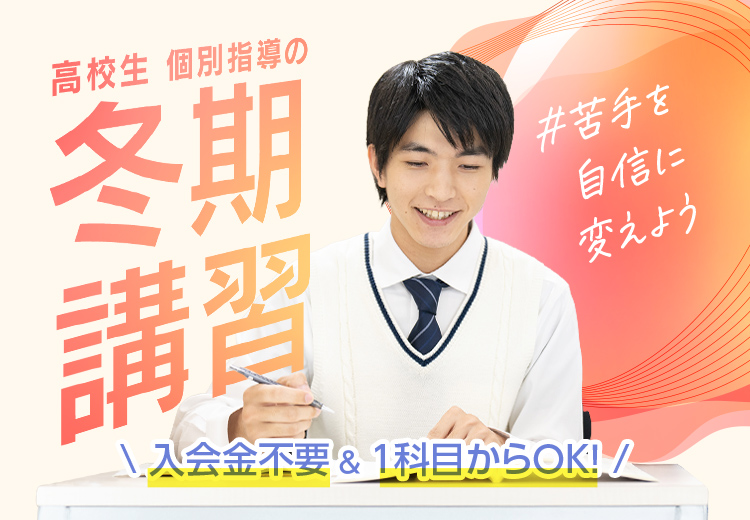 『苦手を自信に変える。』個別指導の学習塾なら東京個別・関西個別 高校生の冬期講習受付中!