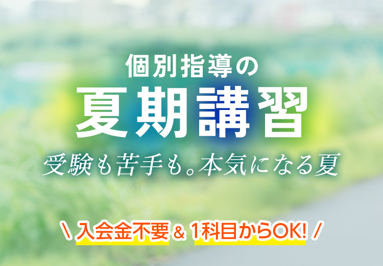 個別指導の夏期講習 受験も苦手も。本気になる夏